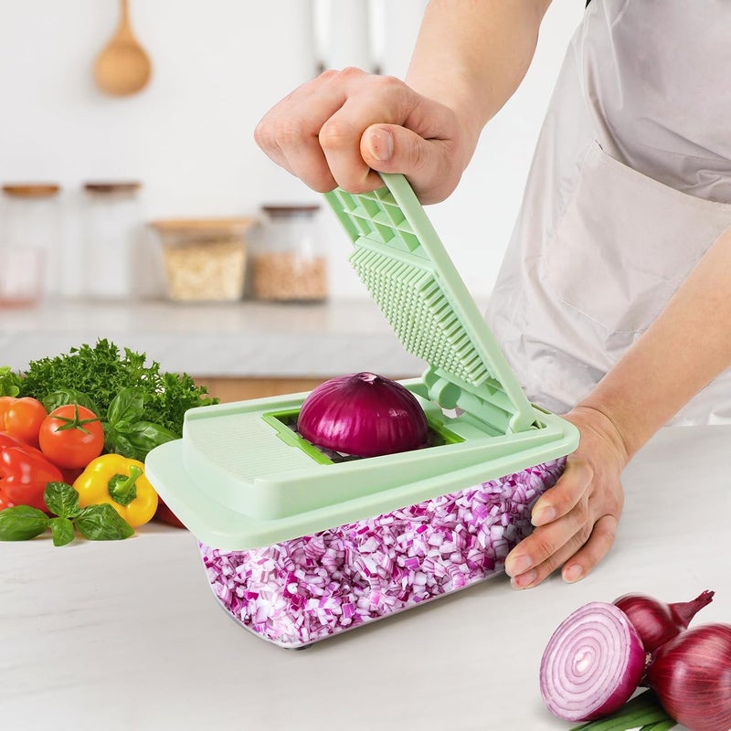MAMICOOKER Vegetable Chopper with 8 Blades - Onion Chopper 16-in-1 with Container, Kitchen Vegetable Spiralizer Kitchen Gadgets - Home Essentials - Accessories - Image 2